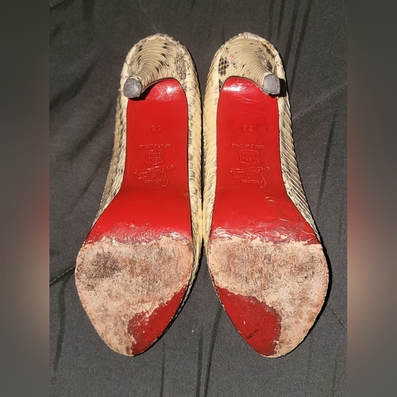 White Python "Red Bottom" Pumps - Picture 5 of 8